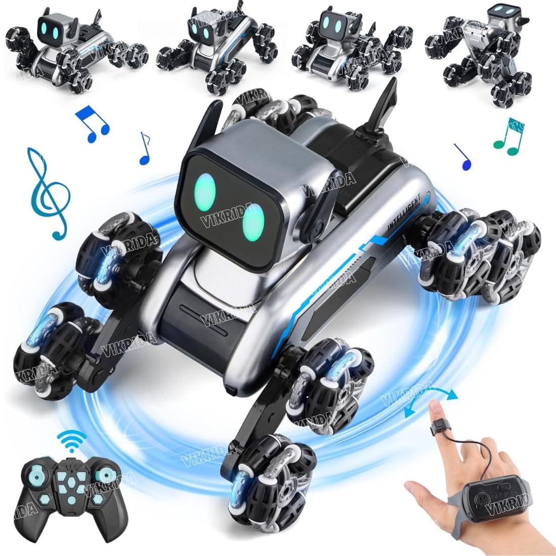 VikriDA 8WD Gesture Sensor RC Stunt Car – Black