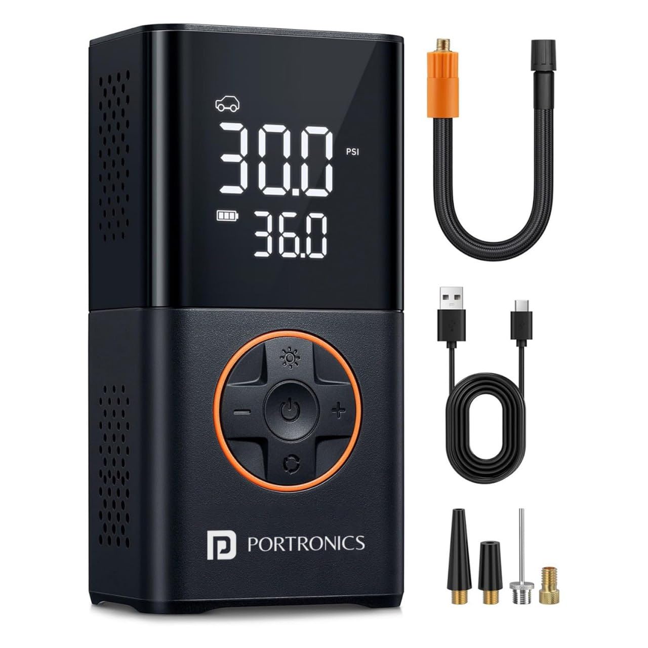 Portronics Vayu 3.0 Tyre Inflator – 150 PSI, 4000mAh