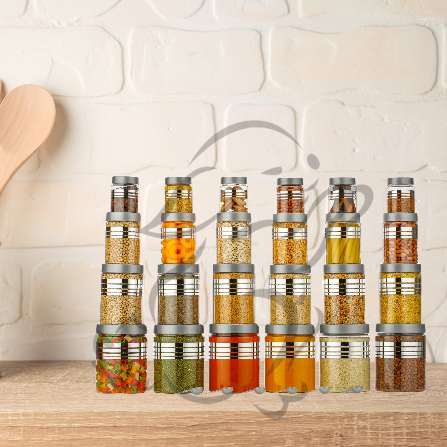 RABBY Airtight Kitchen Jar Set – 24 Pcs with Spoons