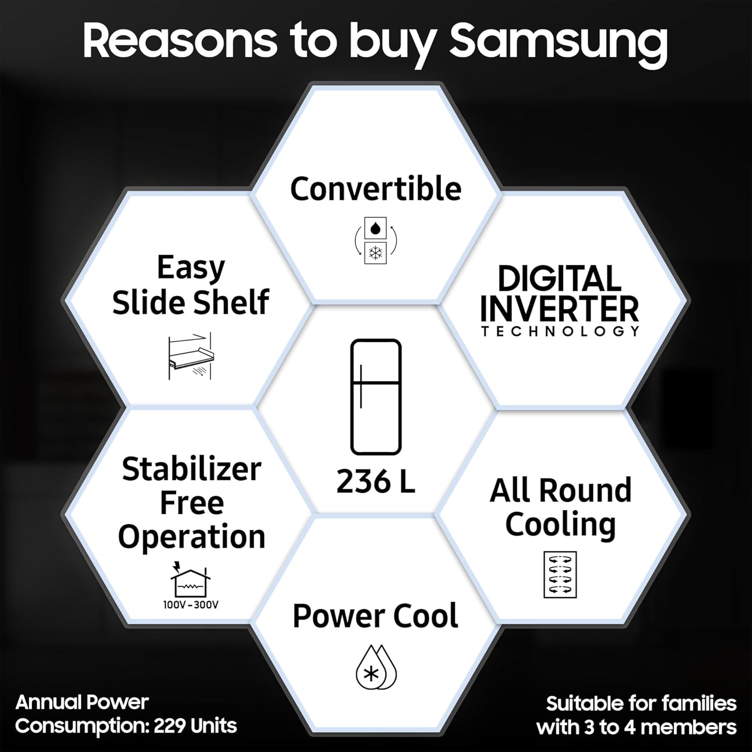 Samsung 236L 3-Star Convertible Fridge