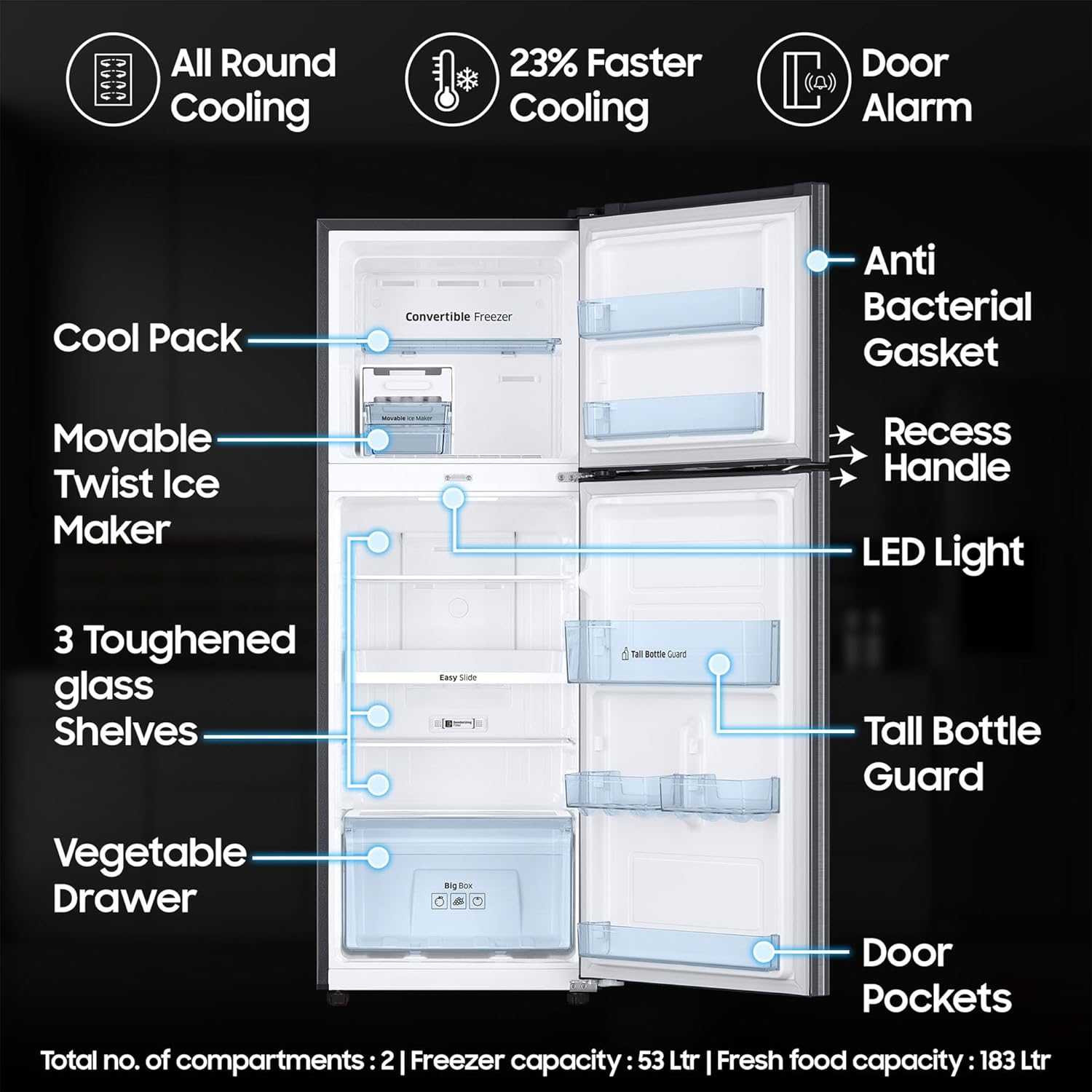 Samsung 236L 3-Star Convertible Fridge