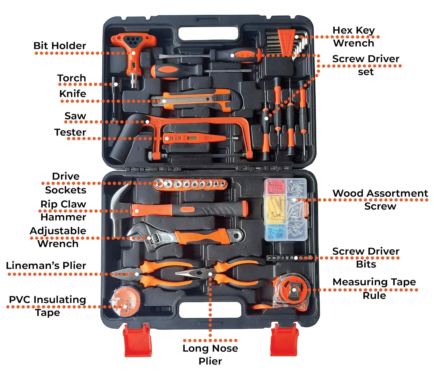 iBELL 145-Piece Tool Kit (iBELLTB145-9) – Orange/Black