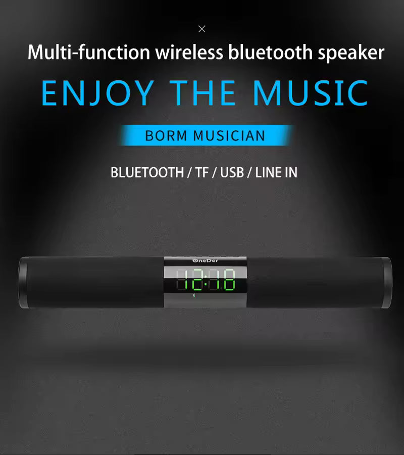 Home Theater Soundbar with Clock & Radio